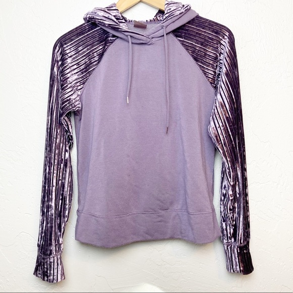 CALIA Effortless Velvet Sleeve Hoodie Purple XS - Picture 1 of 7